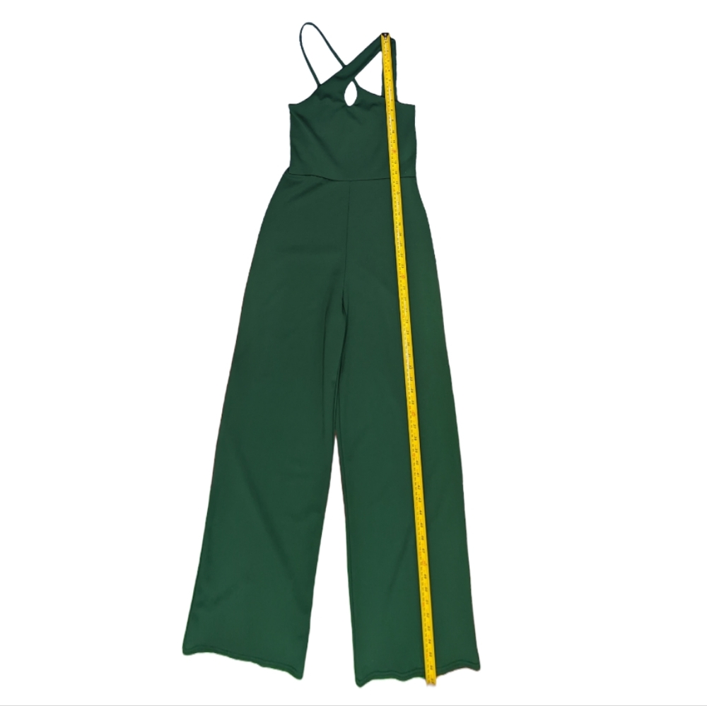EUC Missguided Stretchy Forest Green Criss-cross Wide Leg Jumpsuit Size 8 - Picture 8 of 14